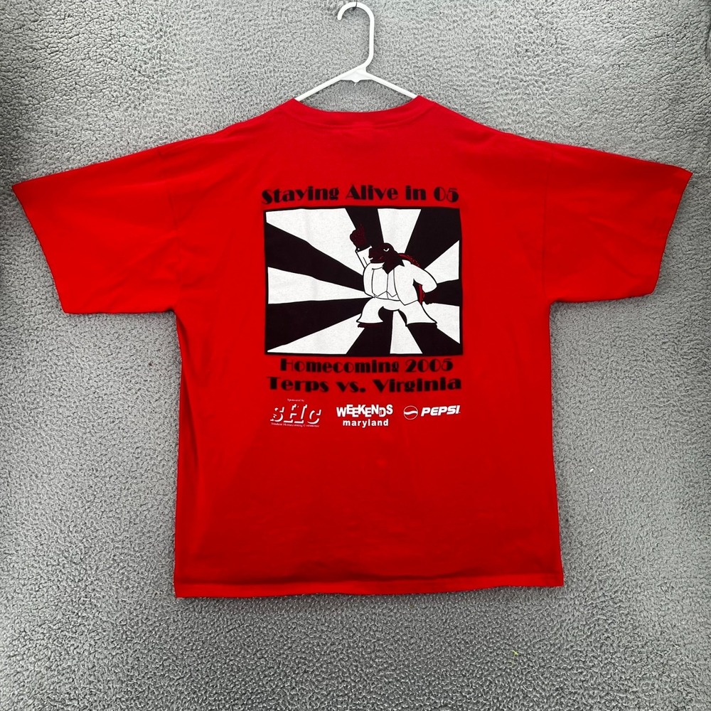 Vintage Y2k Terps vs Virginia Homecoming 2005 T Shirt Adult XL Large Gildan‎ Red - Picture 2 of 14